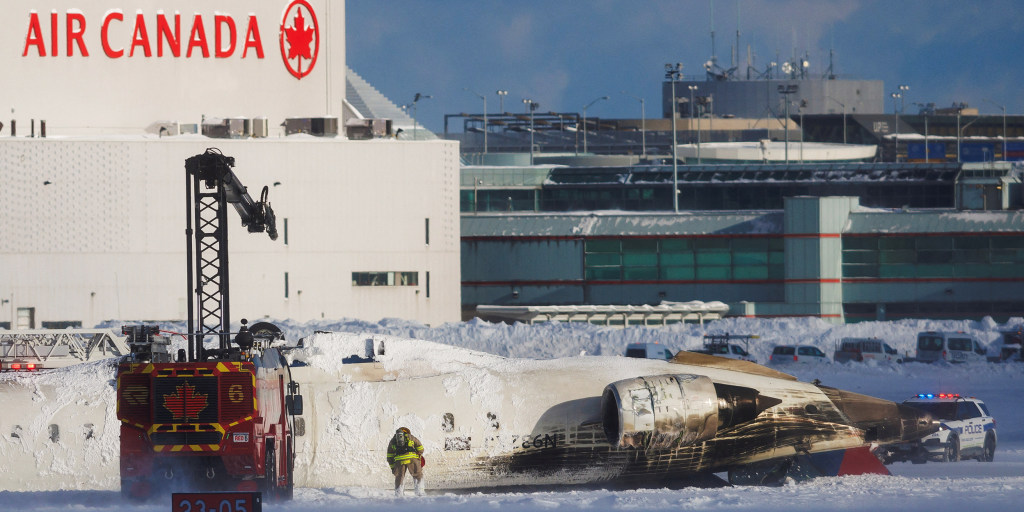 Delta plane overturns at Toronto airport