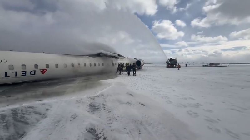 Dramatic passenger video shows aftermath of Delta plane crash