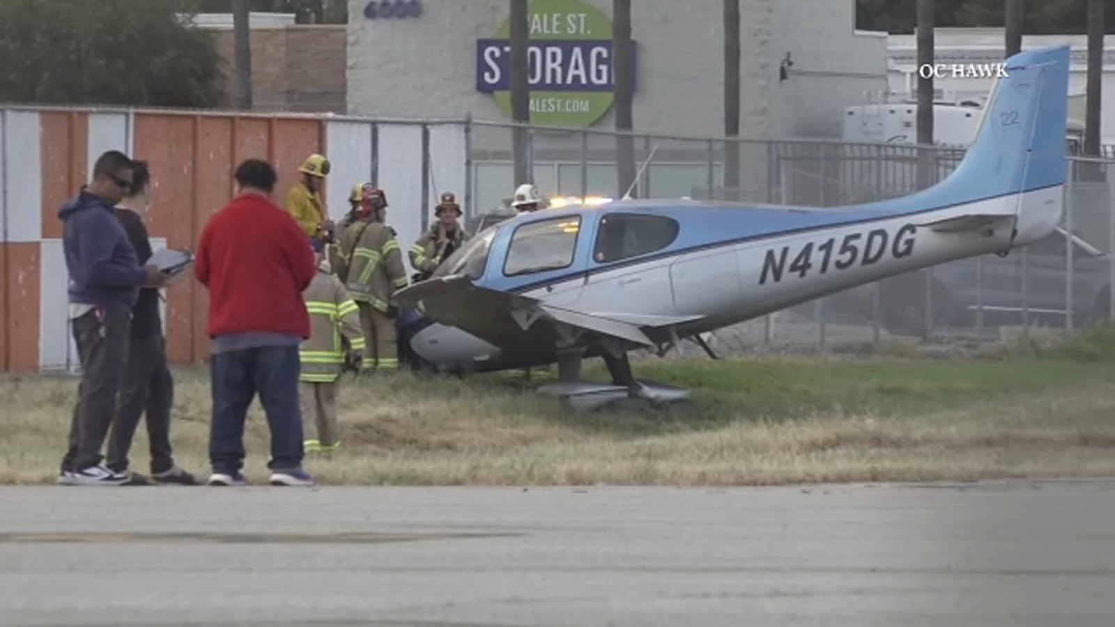 Small plane goes off runway and crashes into fence at Fullerton Airport