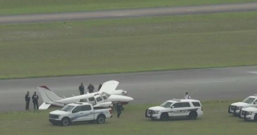 Small plane veers off runway at North Perry Airport